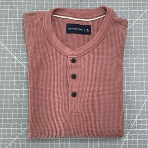 Abercrombie waffle knit long sleeve henley in mauve